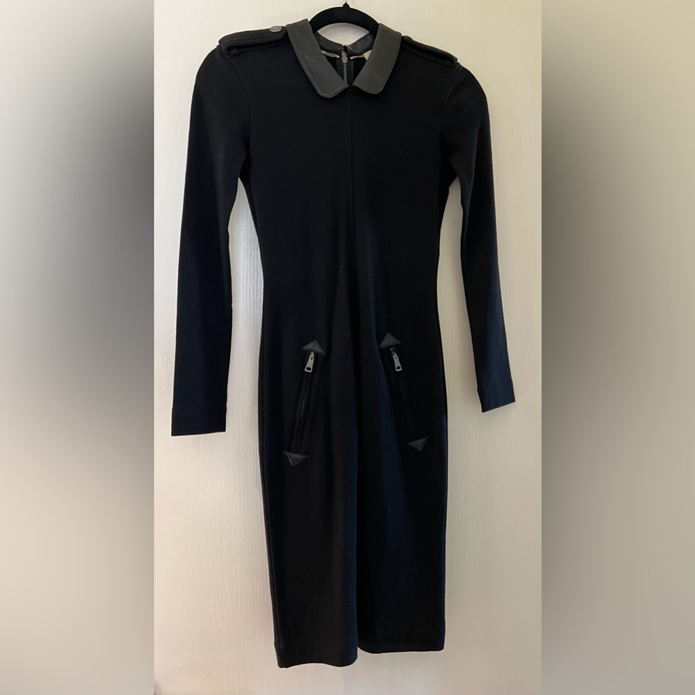 Burberry Black Long Sleeve Dress with Collar